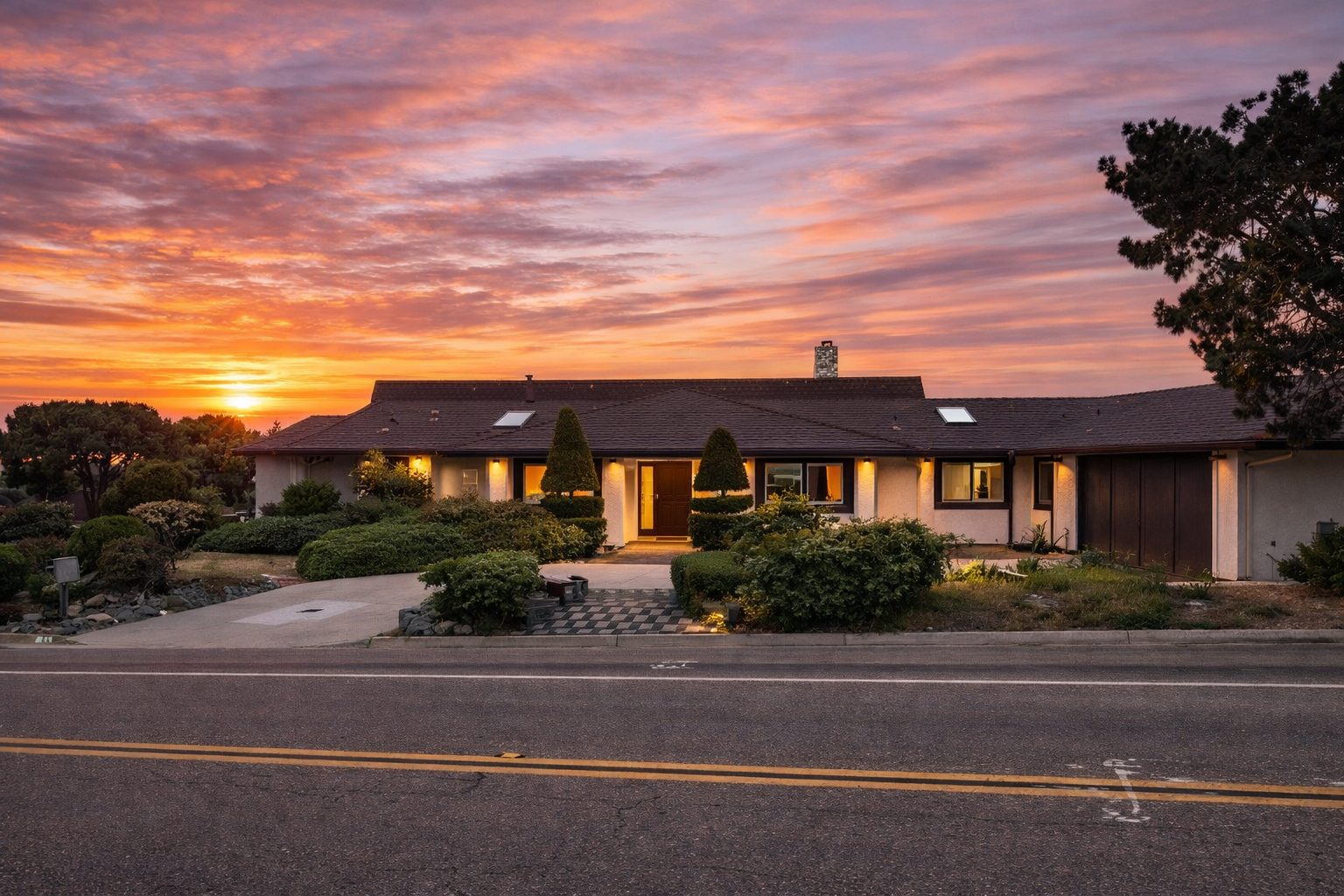The villa at sunset
