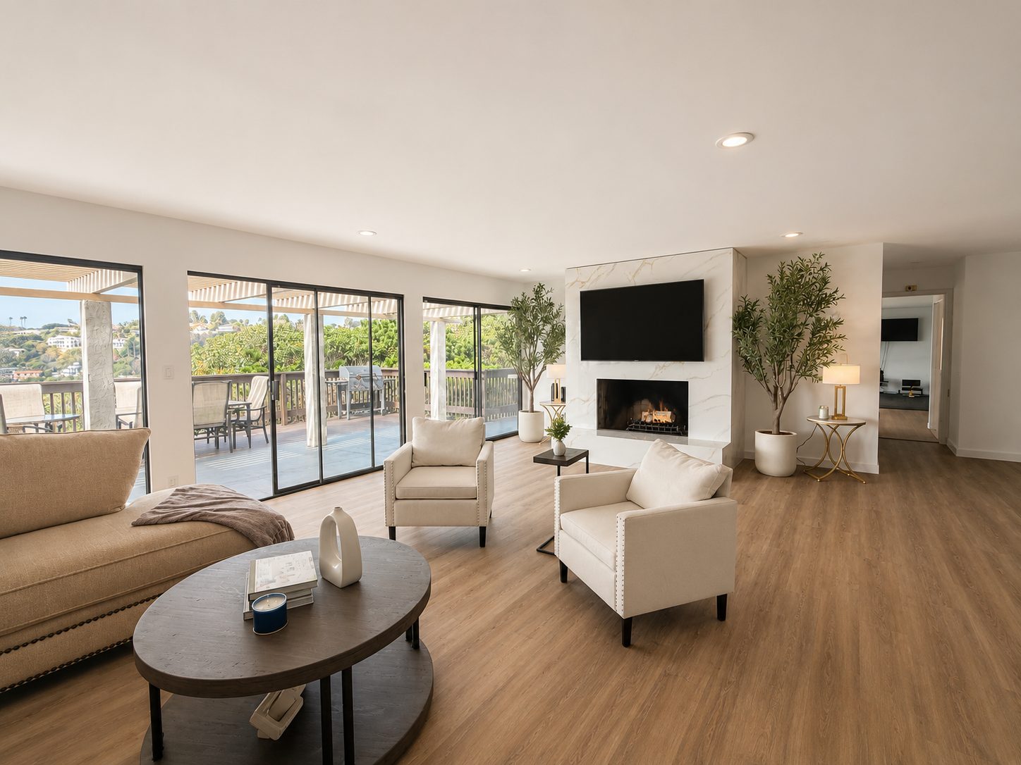Living room with fireplace